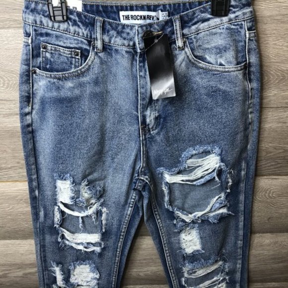 The Rockn Rev Nasty Gal Size 6 Light Blue Mom Jean - Picture 4 of 9